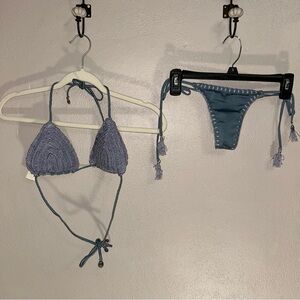 DOB Stylish Blue Crochet Bikini Set